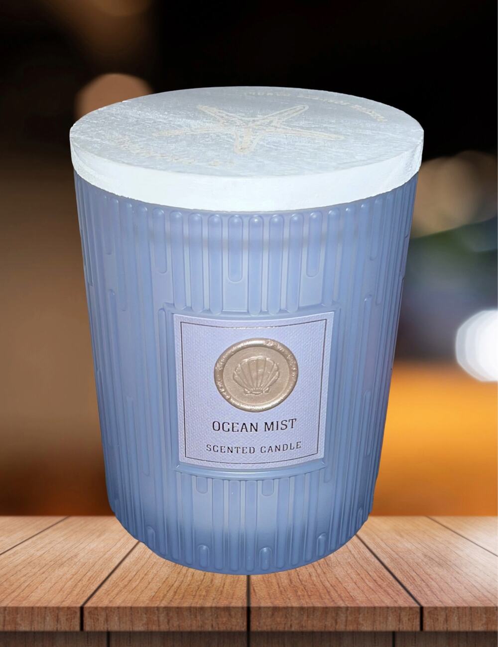 NEW! Le Chandelle Candles Ocean Wooden Lid Scented Candle 18oz